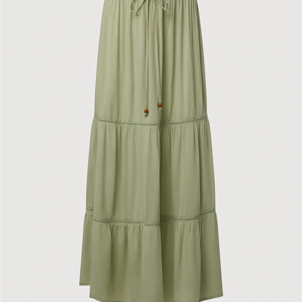 RACHEL PARCELL Bohemian Green Off-Shoulder Skirt Set medium and large - Picture 10 of 11
